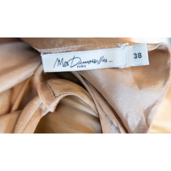 MES DESMOISELLES 'Marmalade' Silk Satin Bias Ruffled Maxi Gown FR 38 US 6 - Picture 12 of 13